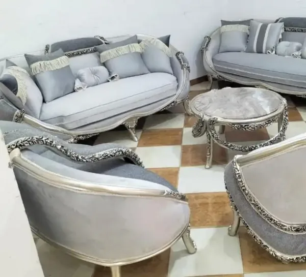 طقم صالون استقبال فضي